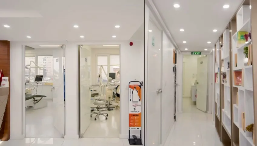Clinic corridor leading to the treatment rooms