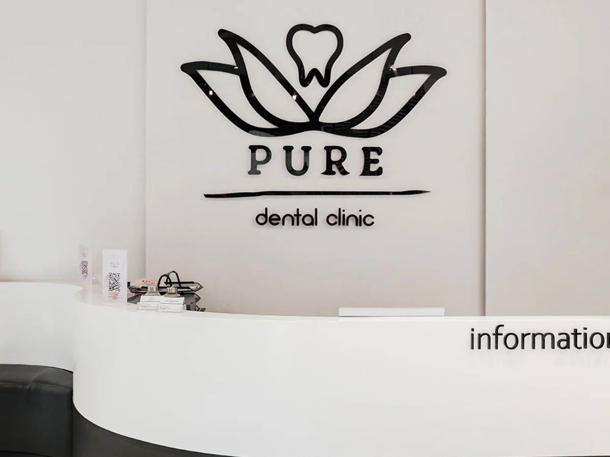 Pure Dental branded reception desk